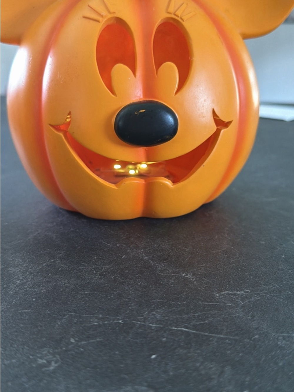 Disney Orange Mickey Pumpkin Figurine with Black Nose